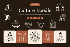 Culture Doodle Icon Set, an Outline Icon by Vectors Market