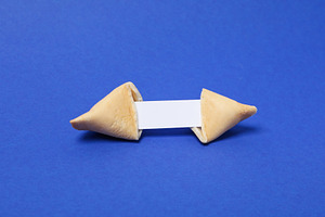 Chinese fortune cookies with prediction words, space for text
