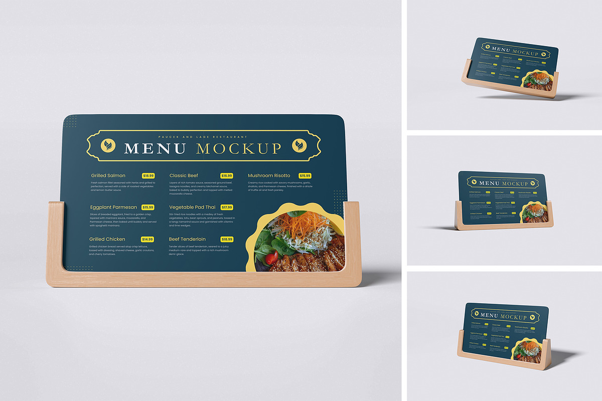 Menu Mockup, an Advertising Mockup by Pikachudesign (Photo 1 of 5)