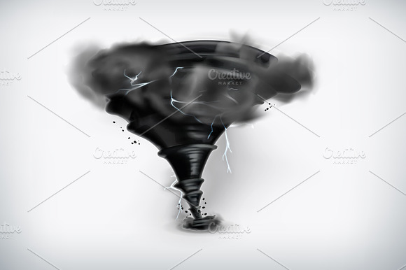 Black Tornado With Lightning