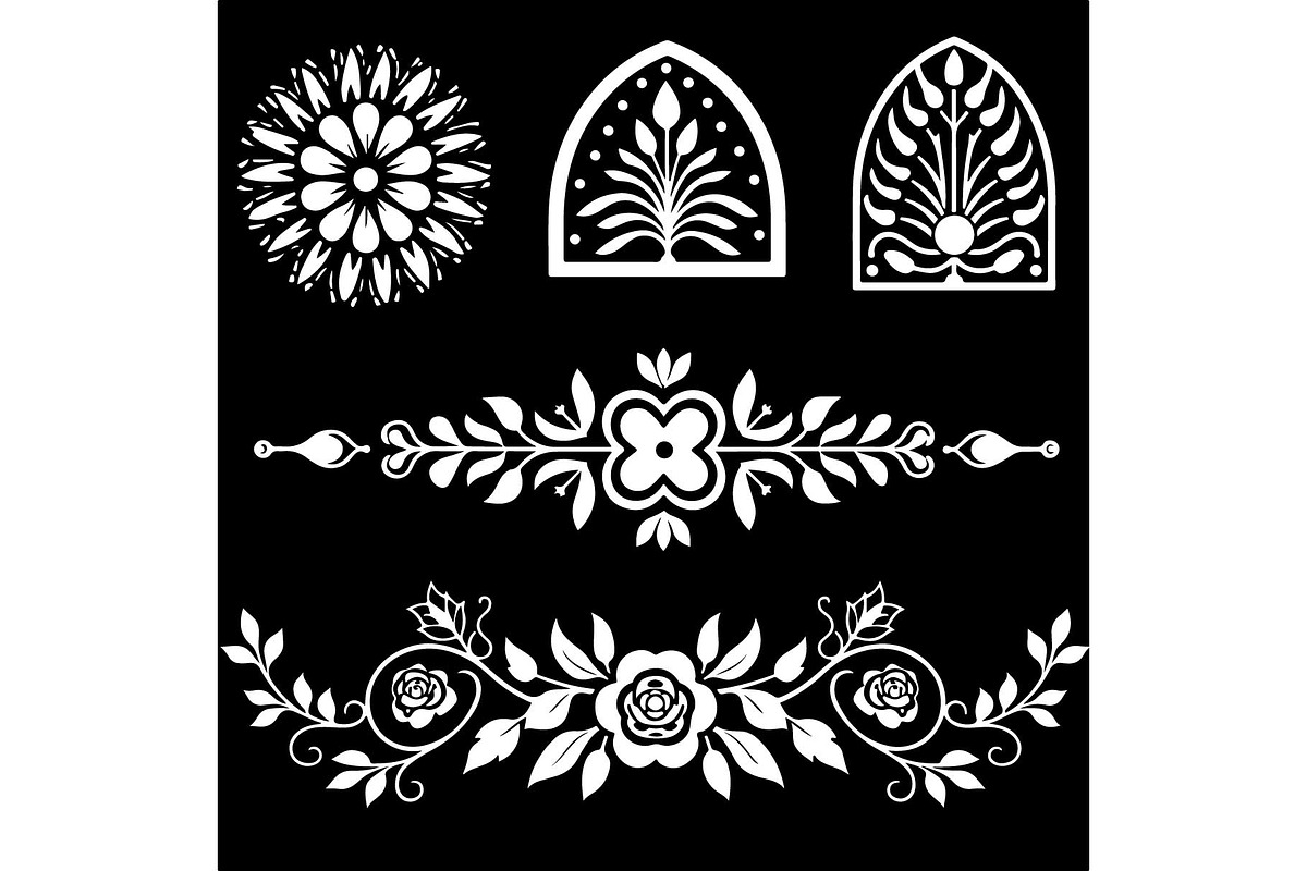 Elegant Floral Border Panels, an Object Graphic by abu67222 (Photo 3 of 13)