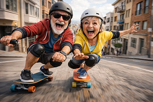 Cartoon of cheerful elderly couple s, a Person Photo by angellodeco