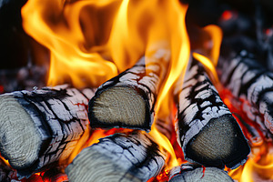 Closeup of burning campfire, a Nature Photo by AlyaAnd