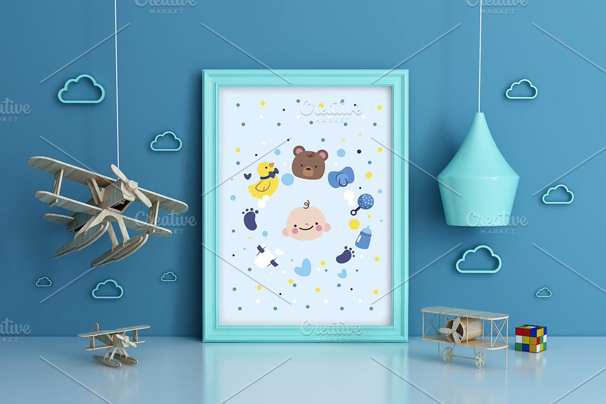 Nursery Frame Mockup - Airplane kids, a Print Template by Milan Mockup (Photo 2 of 7)