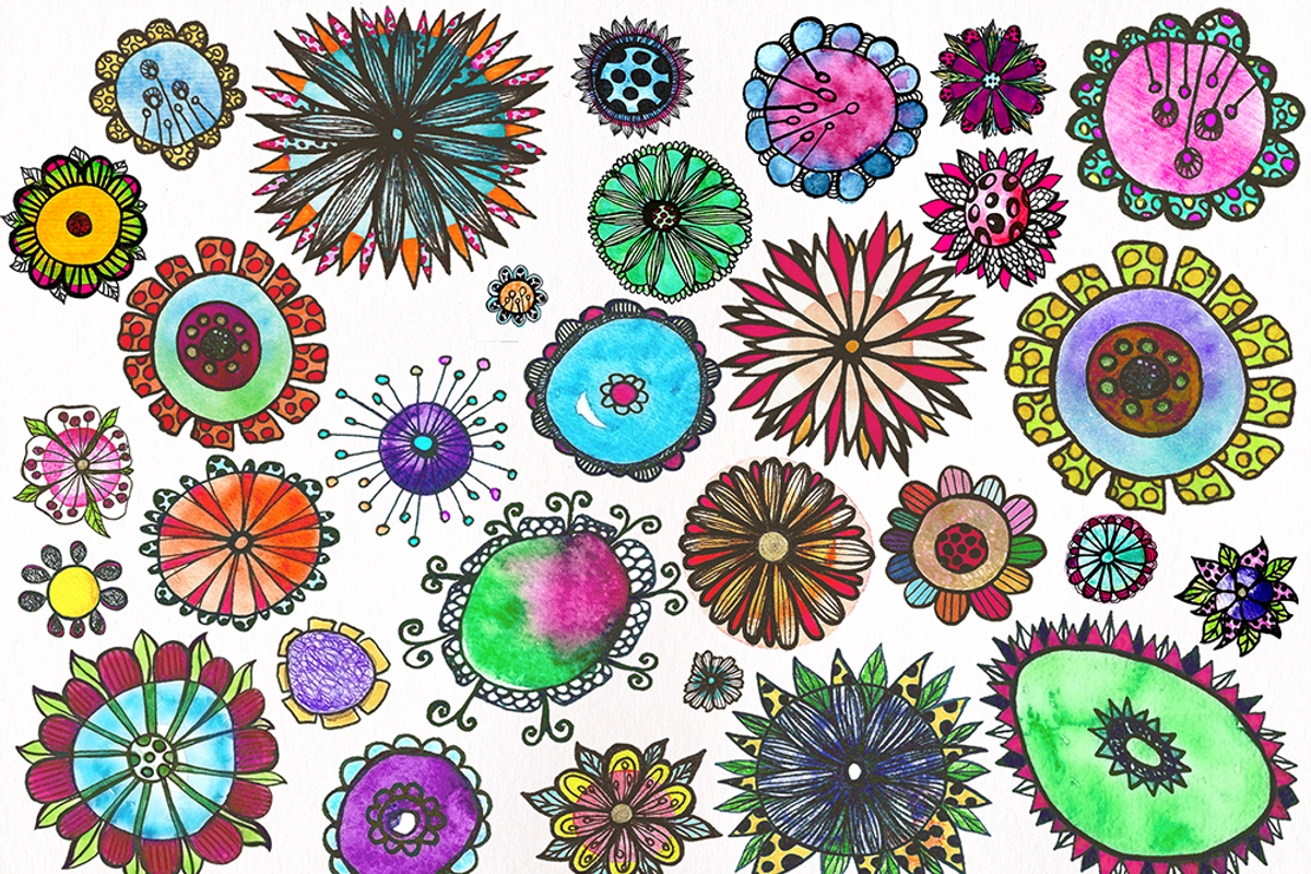 Watercolor Floral Doodles, an Illustration by Sinziana Romanescu (Photo 4 of 5)