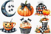 Watercolor Black Gingham Halloween, an Illustration by Canvas Craft (Thumbnail 2 of 8)