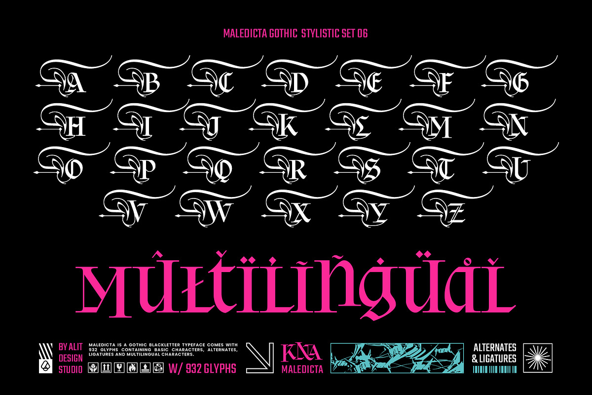 Maledicta Typeface, a Blackletter Font by alit design (Photo 13 of 16)
