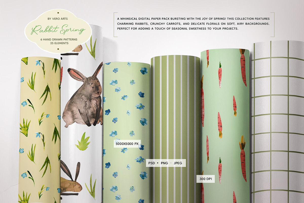 Spring Easter bunnies patterns, a Pattern Graphic by Vero Arts (Photo 4 of 10)