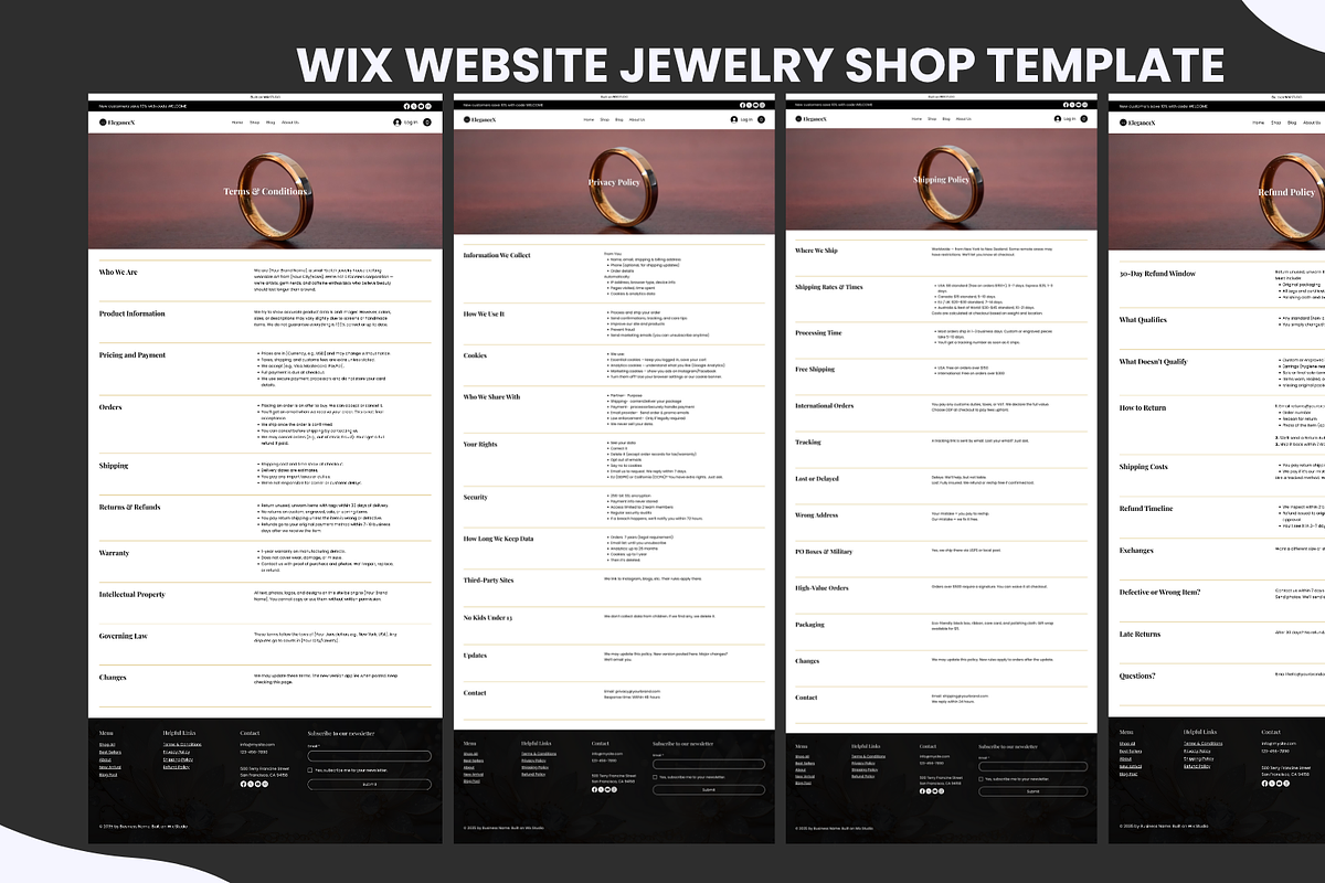 Luxury Gold Jewelry Wix Template, a Wix Template by Gsrwebdesign (Photo 4 of 7)