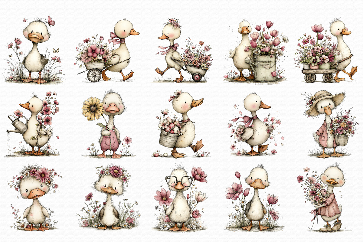 Whimsical Spring Goose Clipart, an Illustration by Libby Wishes (Photo 4 of 7)