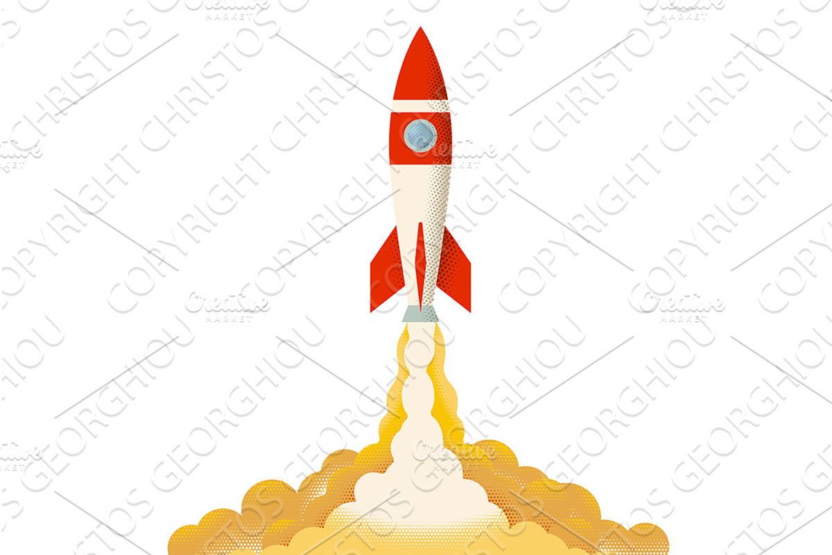 Cartoon Rocket Launch Space Ship, an Object Illustration by Christos Georghiou