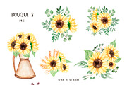 Watercolor Sunflowers, Honey & Bees, a Decorative Illustration by MayaNavits (Thumbnail 3 of 9)