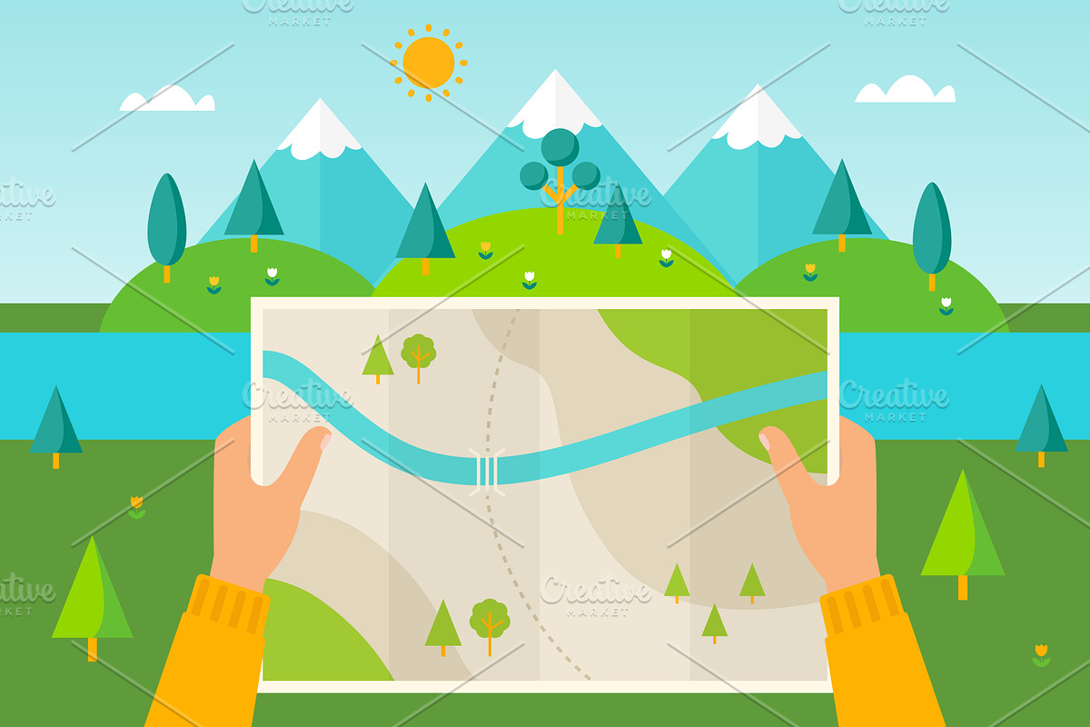 Person with Map on Hiking Trip, a Person Illustration by Julia Batsheva
