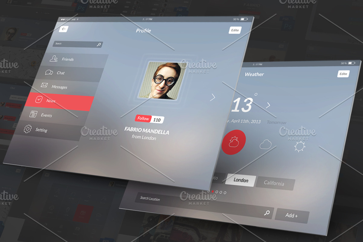 Tbalet Flat UI kit, an UI Kit Template by Alireza Farzad (Photo 5 of 8)
