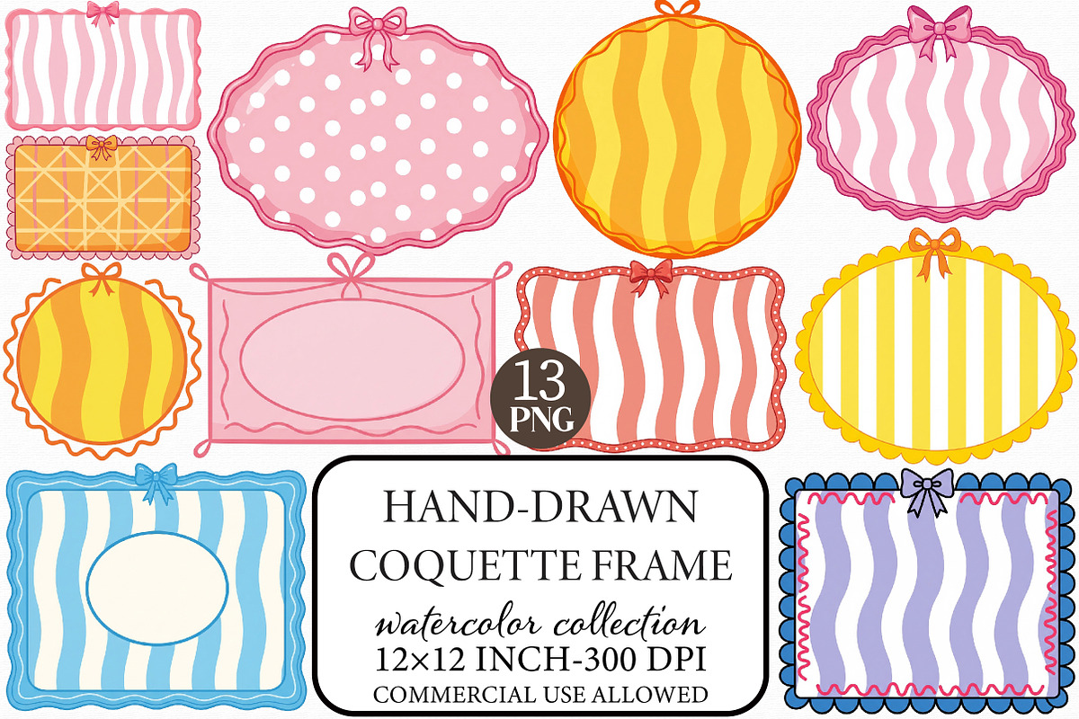 Hand-Drawn Coquette Frame Clipart, an Illustration by Libby Wishes (Photo 1 of 7)