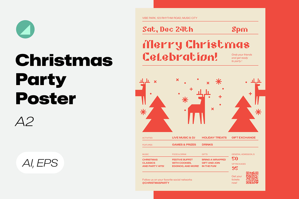 Christmas Party Event Poster, a Flyer Template by Danil Polshin