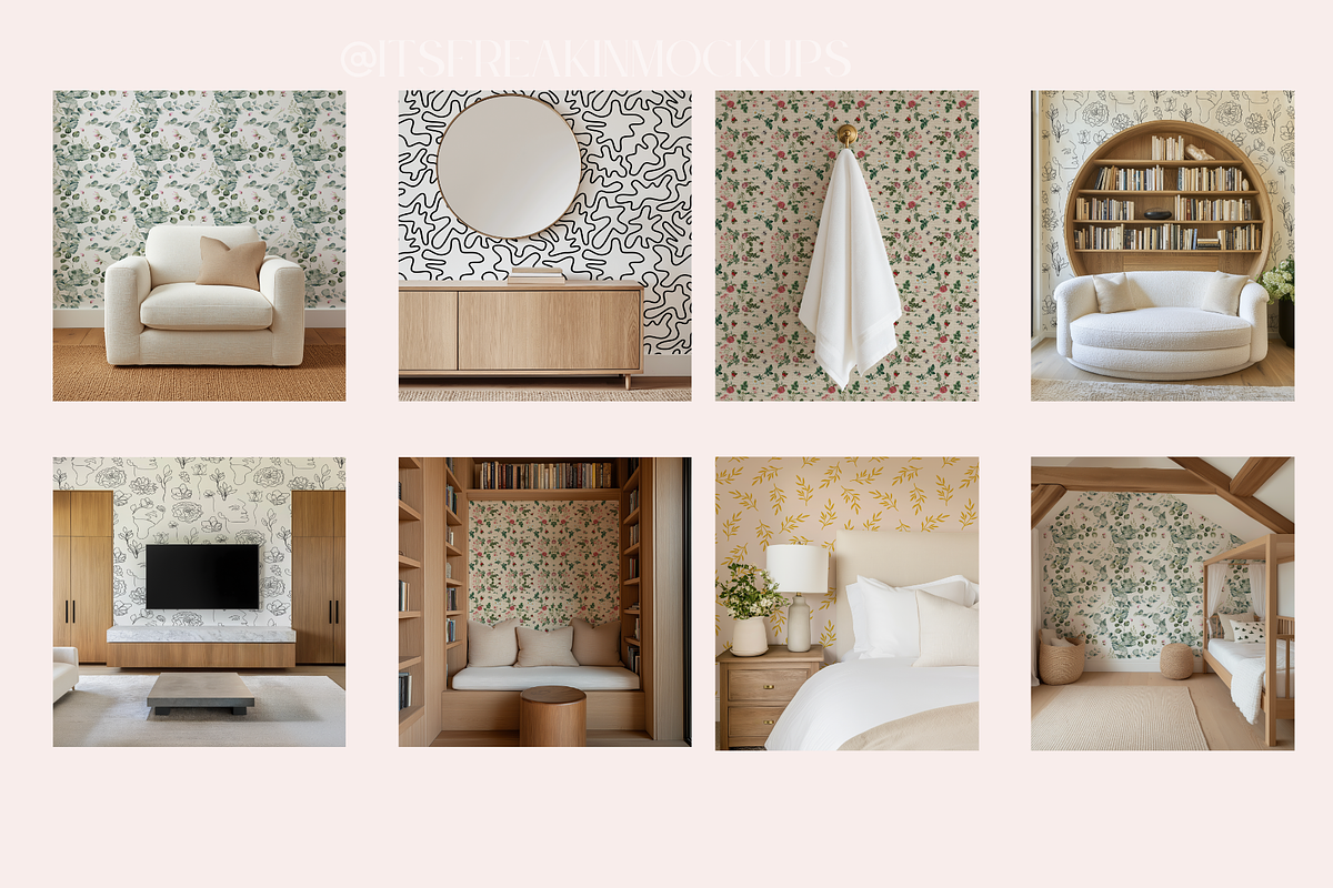 Smart Object Wallpaper Mockup Bundle, a Household Mockup by ItsFreakinMockups (Photo 4 of 7)