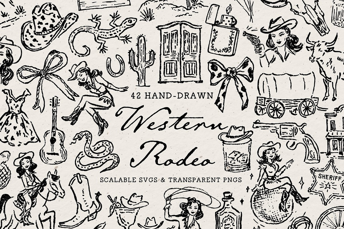 Western Clipart Bundle, Cowgirl Set, an Object Illustration by The October Creative (Photo 2 of 13)
