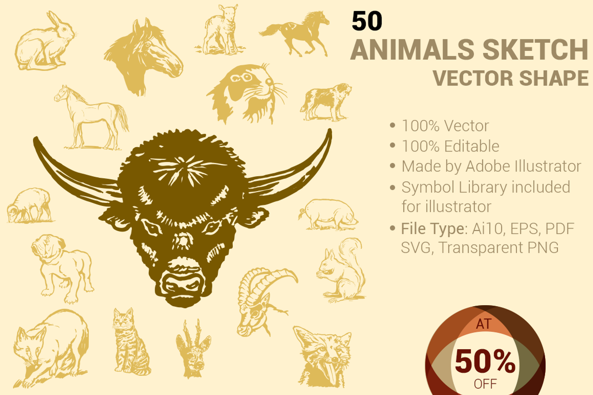 Handmade Animals Vector Shapes preview 3