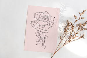 Roses Flowers Lineart Clipart.