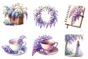 Wisteria Floral Garden Spring Clipar, an Illustration by CreationArt (Thumbnail 6 of 9)