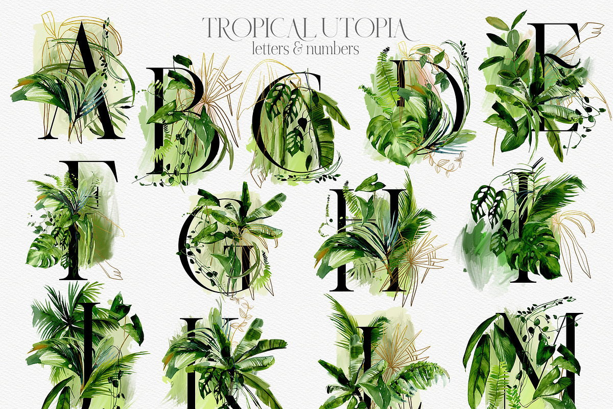 Tropical Greenery Watercolor Clipart, an Illustration by whiteheartdesign (Photo 14 of 22)