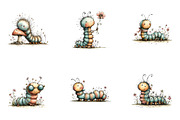 Summer Caterpillar Clipart PNG, a Seasonal Illustration by CreationArt (Thumbnail 4 of 5)