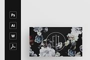 Black Floral business card template, a Resume Template by MH Design Template (Thumbnail 2 of 4)
