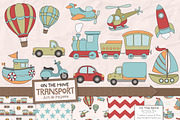 Transportation Clipart & Patterns, a Transportation Illustration by Amanda Ilkov (Thumbnail 1 of 3)