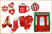 Christmas Clipart Png set, a Decorative Illustration by The GG Shop (Thumbnail 7 of 9)
