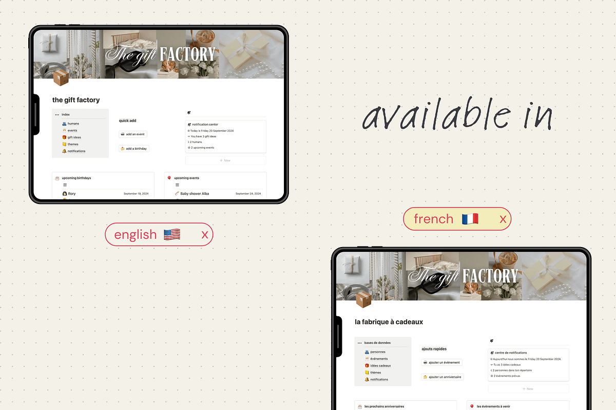 Gift factory - Notion template, an App Template by Iasan Design (Photo 7 of 7)