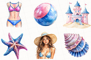 Summer Pink & Blue Coastal Clipart, an Illustration by OK Design (Thumbnail 5 of 5)