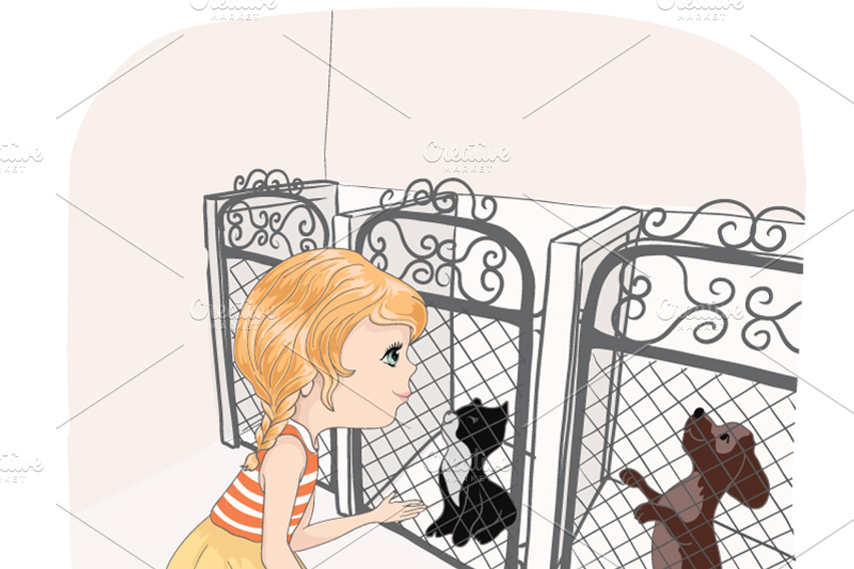 set with 32 cartoon girls-cute girls, an Animal Illustration by StudioLondon (Photo 14 of 33)