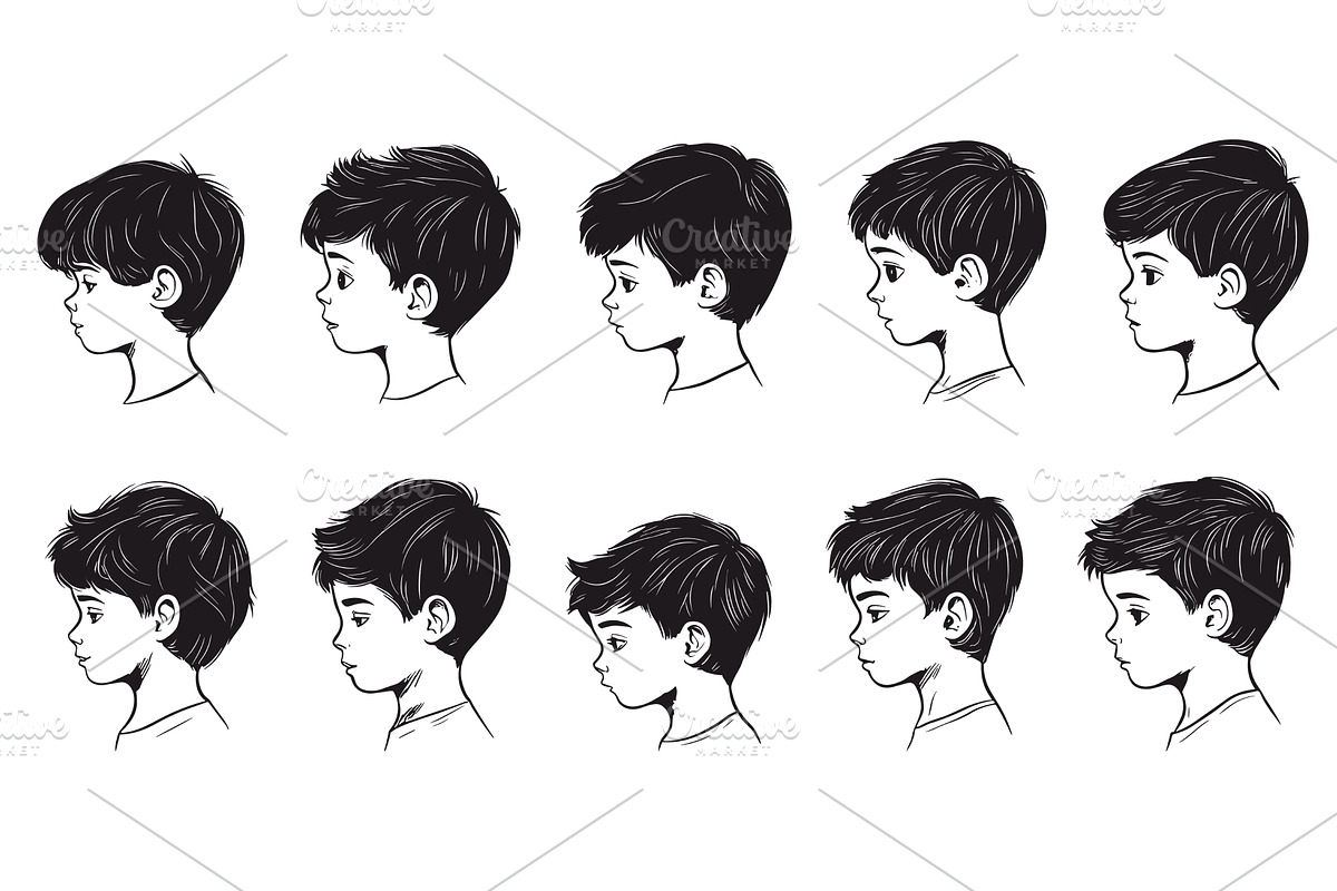 Vector Boy Little Face in Profile, an Illustration by LadadikArt