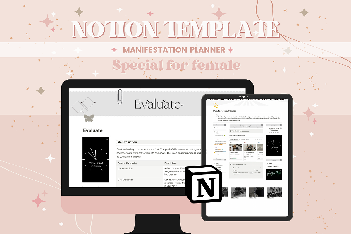 Manifestation Notion Template, a Templates & Theme by bellaROSEworkshop (Photo 3 of 10)