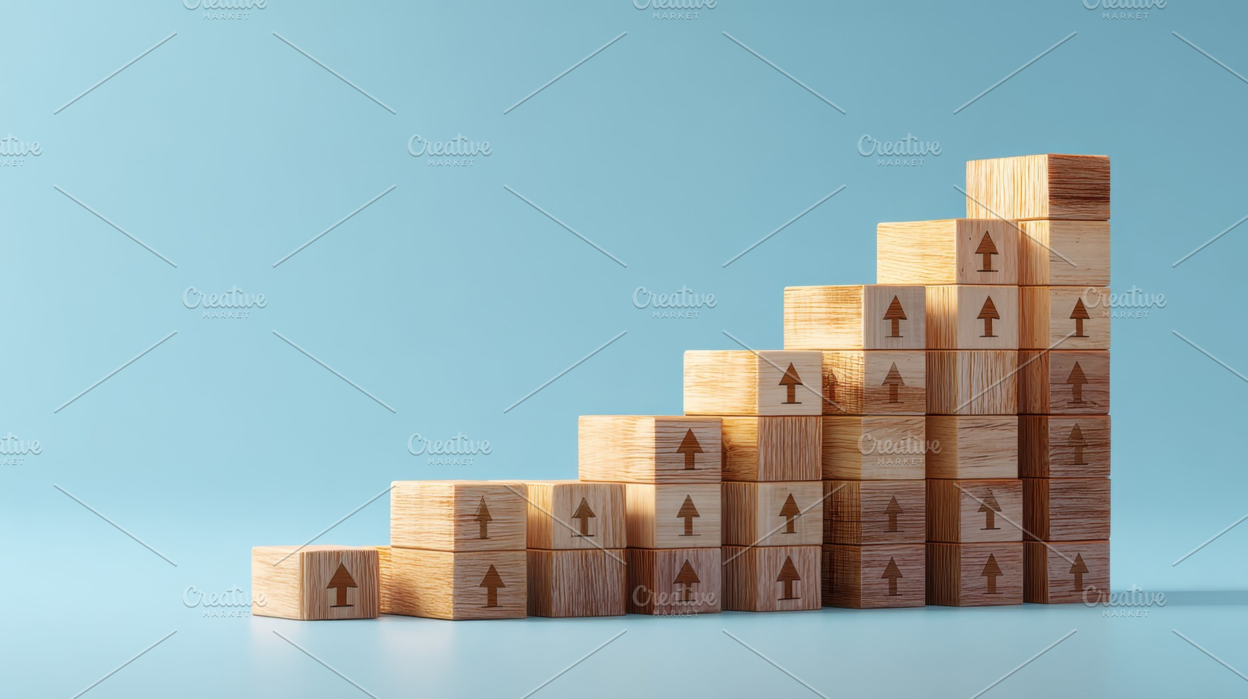 Wooden blocks form a growth chart, a Photo by Beautiful things