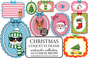 Christmas Coquette Frame Clipart Bun, an Illustration by Libby Wishes
