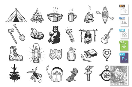 Hiking travel objects collection, an Animal Illustration by CatMadePattern