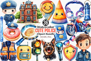 Watercolor Cute Police Clipart, an Illustration by Canvas Craft