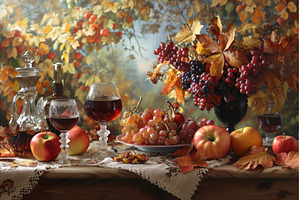 Autumn harvest brown table. Generate, a Food & Drink Photo by Ylivdesign