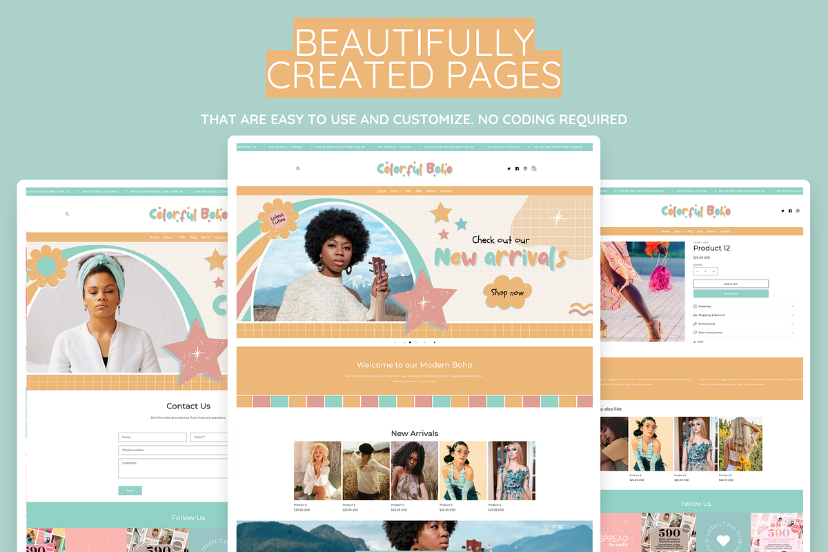Modern Boho Shopify Theme, a Shopify Template by SunshineStudioBoutique (Photo 5 of 10)