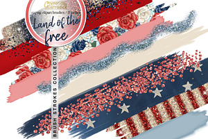 4th Of July Brushes Clipart Set