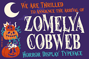 Zomelya Cobweb Horror Display Typefa, a Font by IHDSTD (Thumbnail 1 of 6)