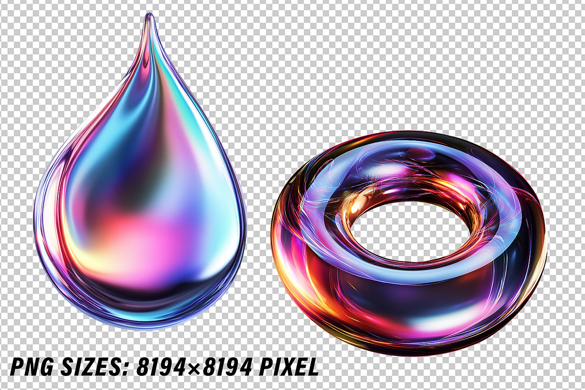 3D Blob Fluid Shapes Holographic Set, a Graphic by one-touch (Photo 4 of 5)