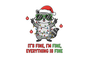 Raccoon Christmas Sublimation PNG, an Illustration by Designking
