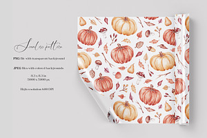 Watercolor Fall Pumpkins Pattern