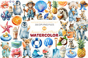 Watercolor Summer Animal Clipart, an Illustration by Designworld (Thumbnail 1 of 6)