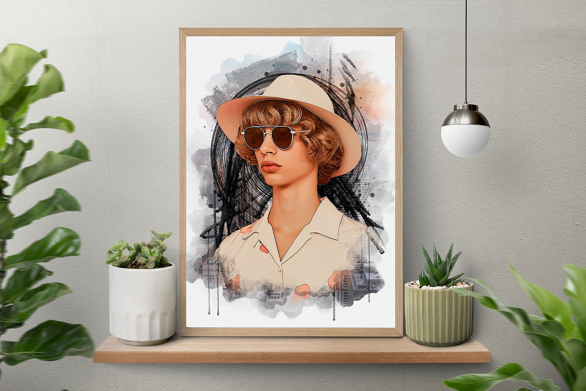 Abstract Portrait Watercolor Art, an Action Add-On by Photoshop Action (Photo 7 of 21)