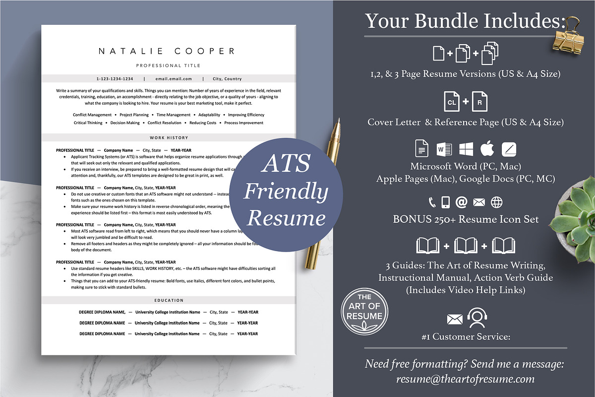 ATS Friendly Resume CV Templates, a Resume Template by The Art of Resume (Photo 2 of 8)