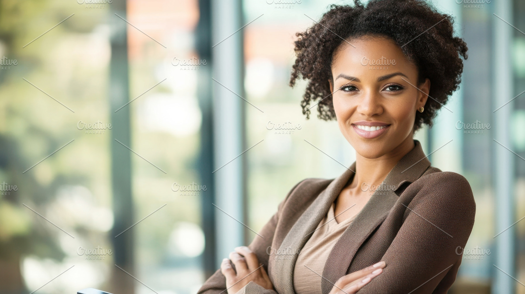 Happy woman in an office, a Photo by Beautiful things
